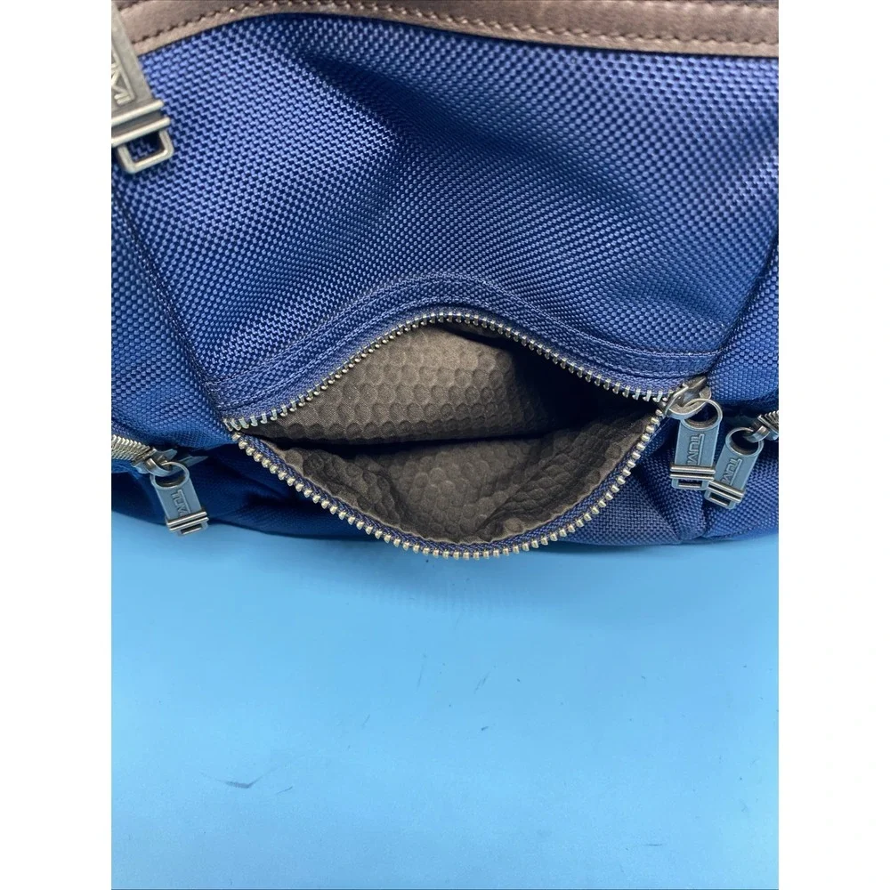 Tumi Alpha Bravo Knox Backpack Deluxe Navy Blue Ballistic Nylon & Brn Leather